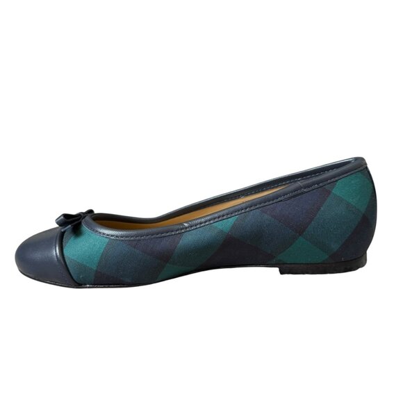 Talbots blair ballet flats indigo blue multi plaid women's size 6M leather sole - Picture 3 of 11